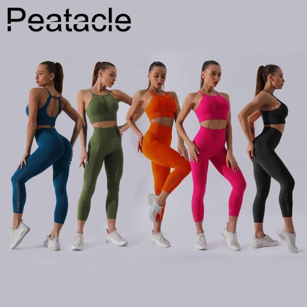 

peatacle beautiful back sportswear running training high waist yoga suit 2 piece leggings set women fitness gym clothing 2020, White;red