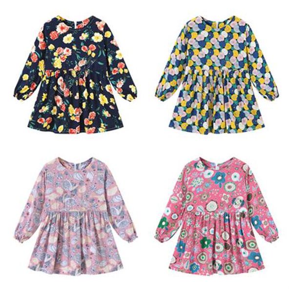 

designers clothes baby girl dress 2020 spring fashion girls princess dresses cute long sleeve dress flora stripe printed skirts d82005, Black;gray