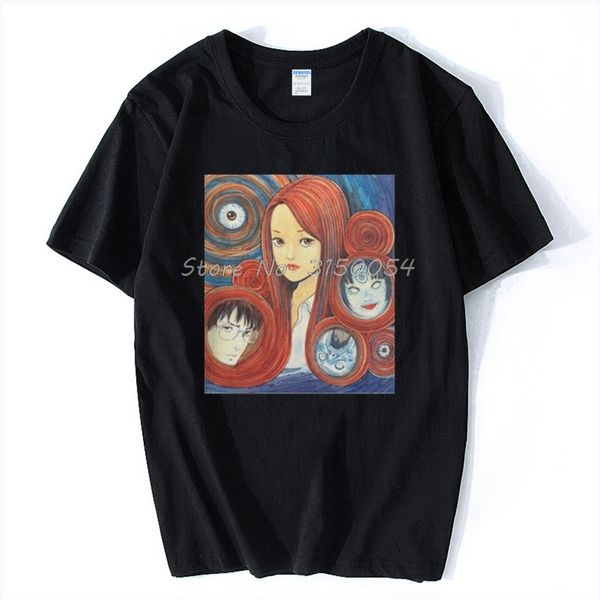 

uzumaki spiral into horror junji t-shirt men o-neck cotton tshirt anime t shirt hip hop tees harajuku