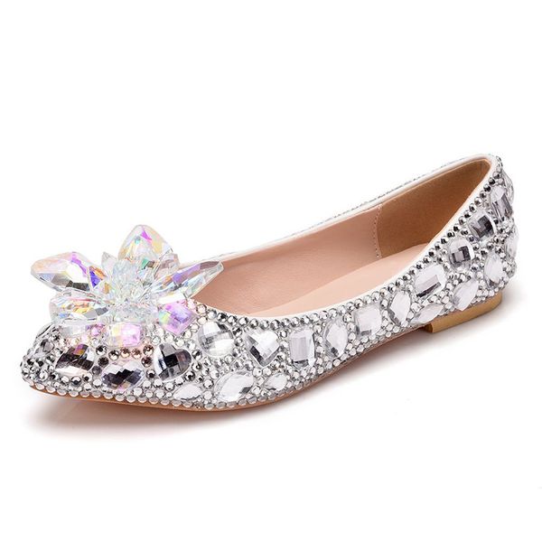 

2020 new women's shoes comfortable platform flat bottomed women's wedding color diamond crystal large shoes 34-43, Black