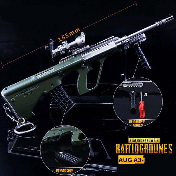 

game pubg auga3 groza gun model 17cm keychain of key chain game lover gifts, Silver
