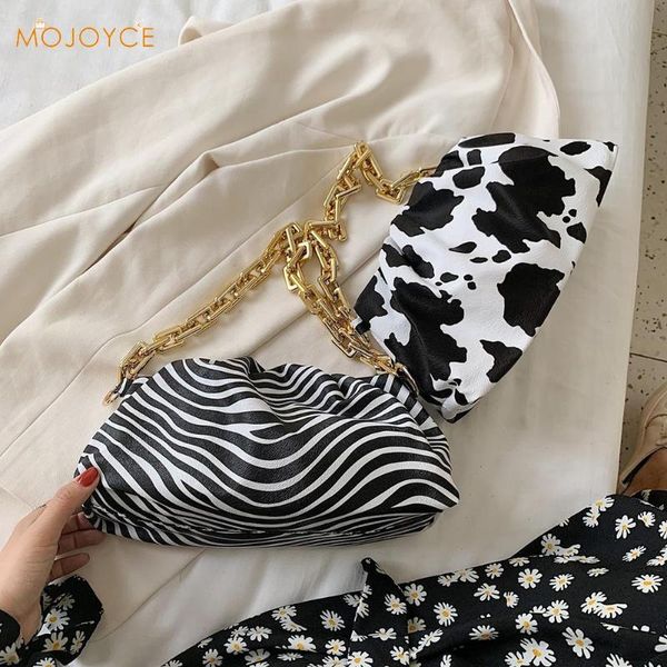 

pu leather handbag women cloud chain shoulder bags zebra cow animal pattern evening party purse women underarm handbag clutches