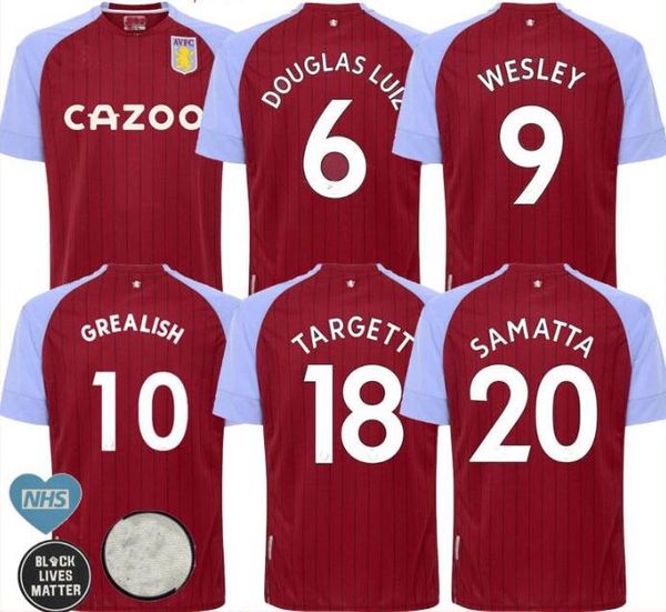 

20 21 grealish aston villa soccer jersey 20 21 home football shirt wesley el ghazi mcginn douglas luiz jota kodja maillots foot men+kids ki, Black;yellow