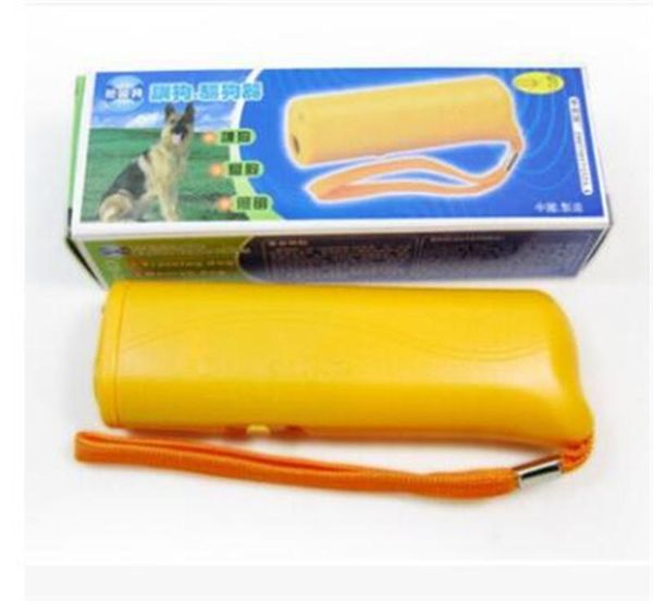 

black yellow led portable flashlight boxed battery-ultrasonic dog repellent dog training device barking dog device