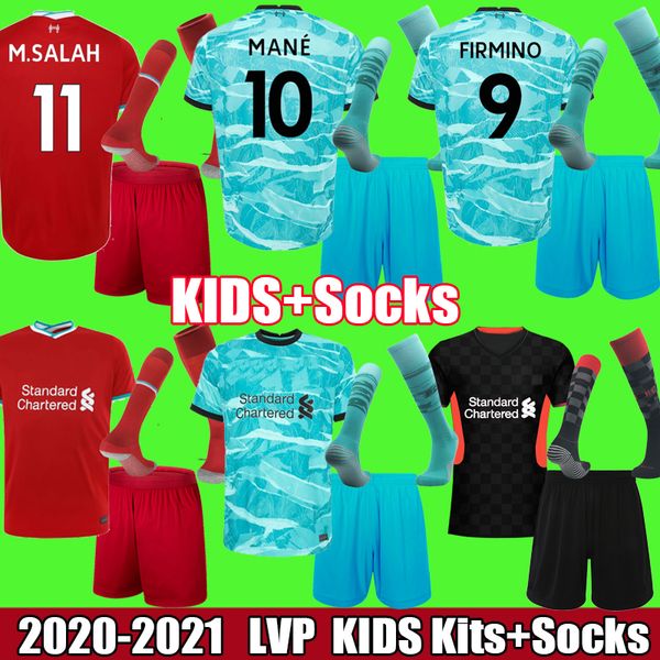 

2021 kids kit socks origi salah firmino mohamed soccer jerseys football shirts 20 21 virgil mane keita milner lvp lİverpool uniforms, Black;yellow