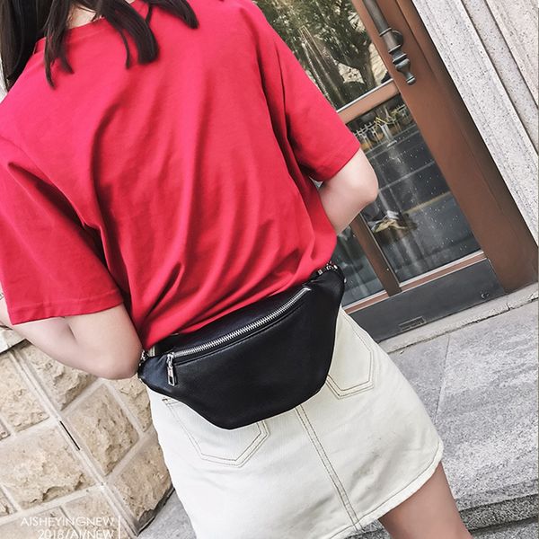 

pu leather waist waterproof women belt messenger bags shoulder for handbags pack purses black
