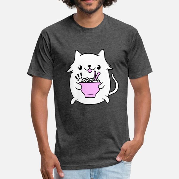

ramen cat gift t shirt men character 100% cotton o neck basic solid sunlight new style spring autumn unique shirt