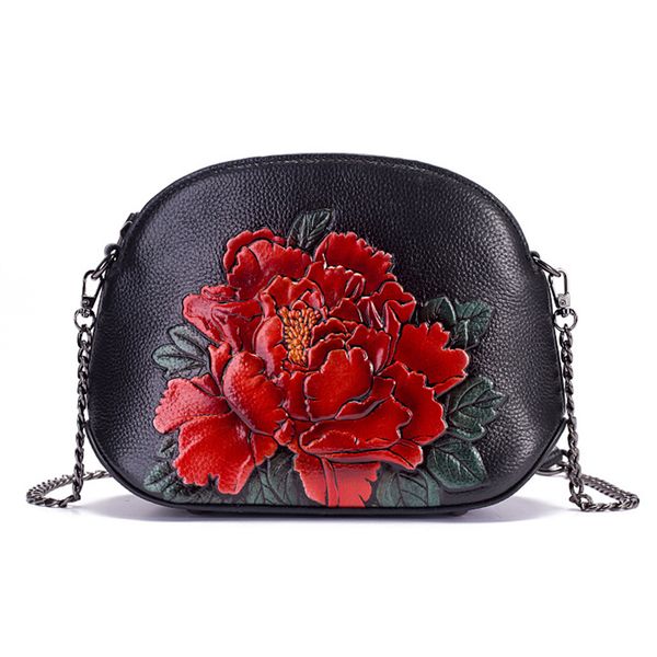 

2020 luxury genuine leather women bags crossbody flower handbag small embossed tote purse chinese style messenger shoulder bag