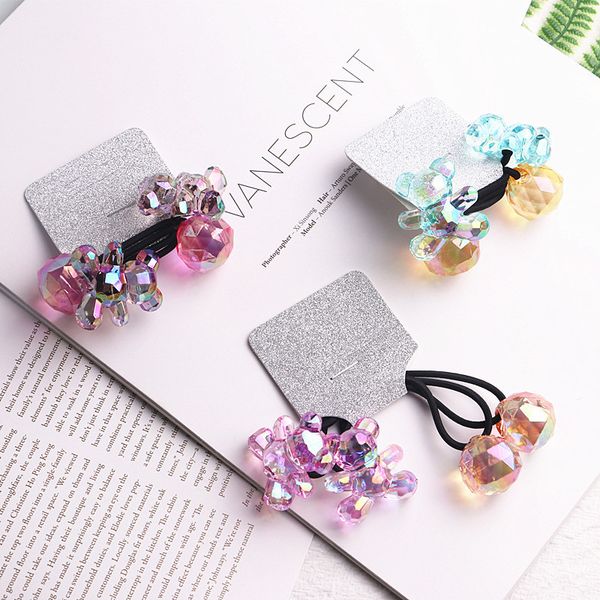

2pcs new lovely colourful bear princess headwear kids elastic hair bands children hair ropes girls accessories baby headdress, Slivery;white