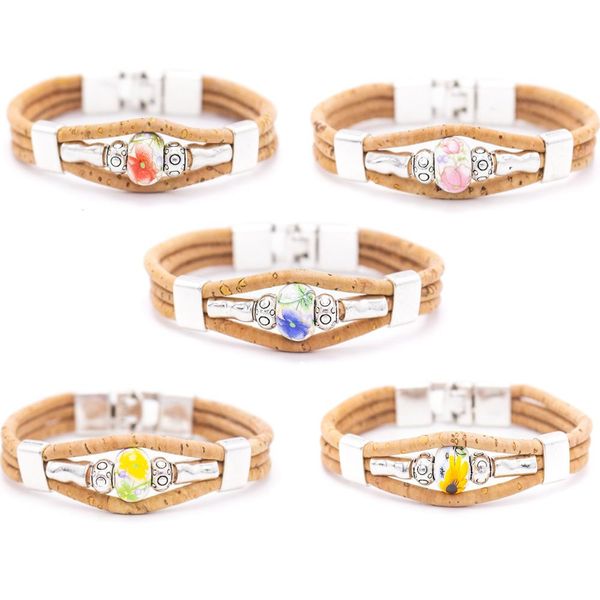 

colorful cork with zamak beads and colored porcelain beads handmade friendship bracelet adjustable br-470-mix-5, Black