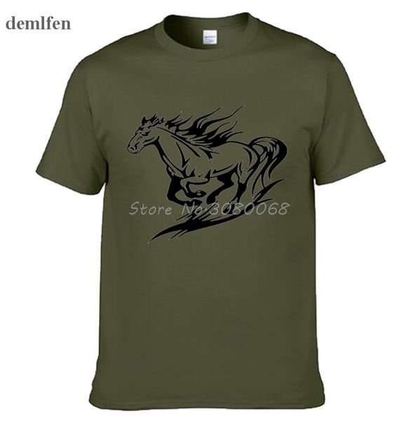 

cartoon animals galloping horse printed men's t-shirt summer cotton o-neck short sleeve tshirt brand clothing