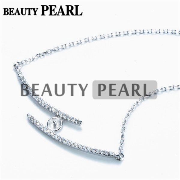 

ожерелье бланк для перл монтажное две линии циркон 925 sterling silver link chain base 5 шт, Slivery;crystal