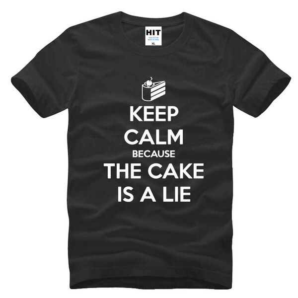 

keep calm because the cake is a lie game mens men t shirt t-shirt 2016 new short sleeve casual tshirt tee camisetas masculina