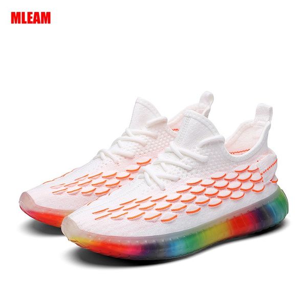 

2020 new men shoes casual flying weaving breathable mesh rainbow 4d print sneakers outdoor sports male footwear tenis masculino, Black