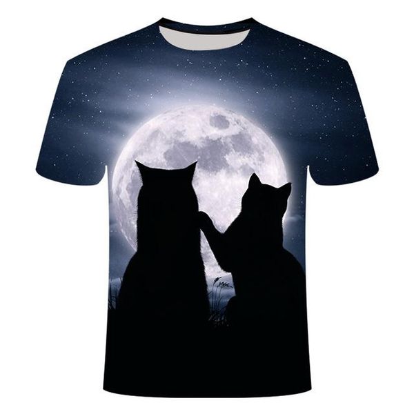 

nieuwe cool print twee kat korte mouw zomer mannelijke asian sizes 3d print shirts plus size kawaii anime men clothing