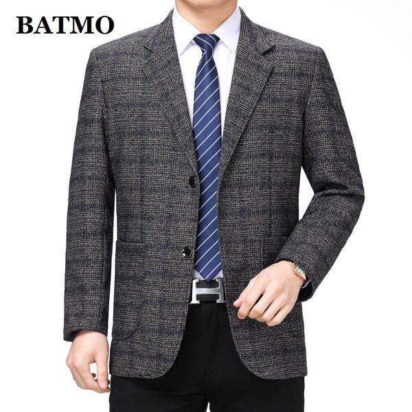 

batmo 2020 new arrival smart casual plaid blazer men,men's casual suits,men's jackets plus-size 12, White;black