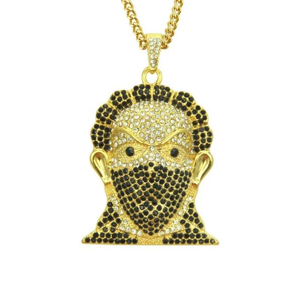 

hiphop hip hop creative new item ornaments personality full of diamonds in europe and america exaggerated masked head pendant ne, Silver