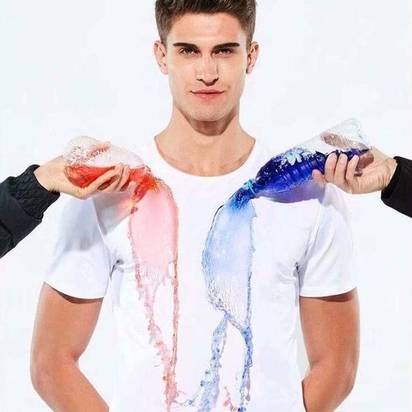 

t-shirt men waterproof anti-fouling short-sleeved tshirt male large size o-neck breathable sports ice silk mesh quick-drying top, Gray;blue