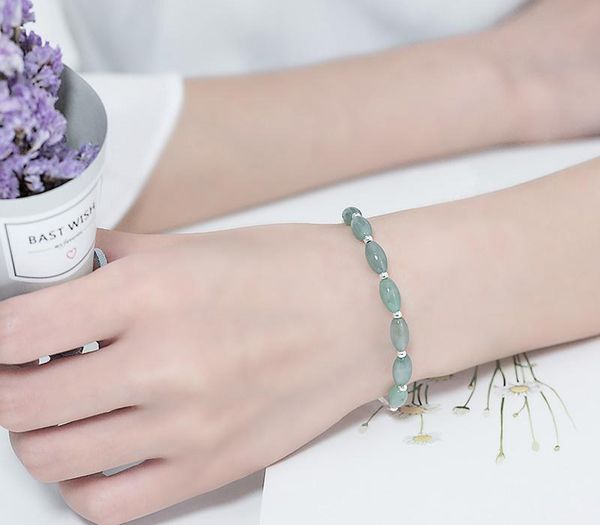 

ruifan natural stone green jade 925 silver original bracelet for women girl lucky bracelets fine jewelry accessories11, Black