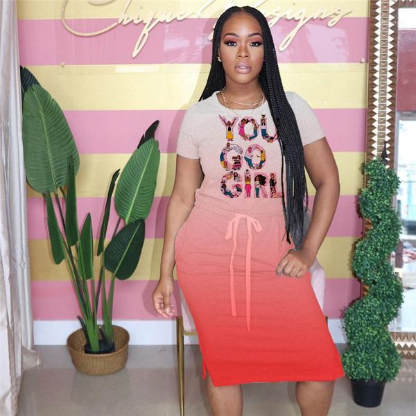 

designer casual dresses gradient fashion womens clothing with bandage crew neck loose womens clothing letter print womens, Black;gray