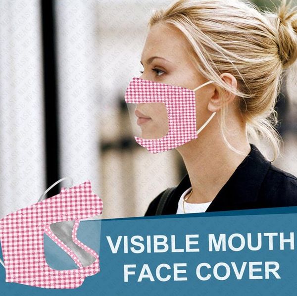 

visible mouth face cover full protective face masks designer face mask plaid camouflage clear patchwork masks for deaf dumb deaf-mute d72802, Blue
