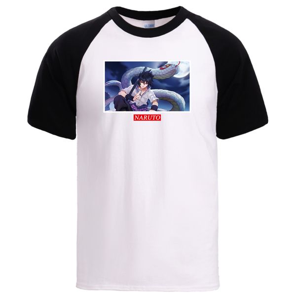 

naruto uchiha sasuke t shirt man summer casual cotton short sleeve raglan streetwear japan amine harajuku fashion tshirt tee top