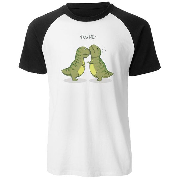 

funny cute dinosaurs hug me t-shirt casual raglan short sleeve male animal printed t shirt mens summer cotton men tee shirt