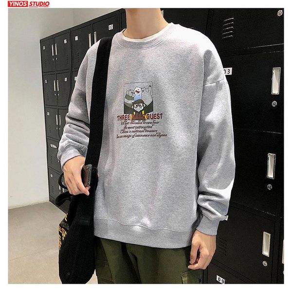 

dropshipping male spring o-neck long sleeve hoodies mens causal streetwear sweatshirt baggy fashion print pullover, Black