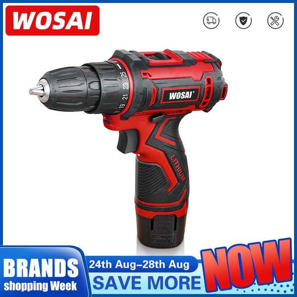 

wosai 12v max electric screwdriver cordless drill mini wireless power driver dc lithium-ion battery 3/8-inch 2-speed
