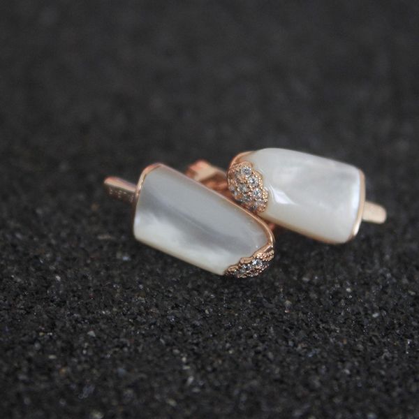 

14k gold diamond earring women female jade clip on small ice cream earring stud women valentine's day gifts fine jewelry, Golden