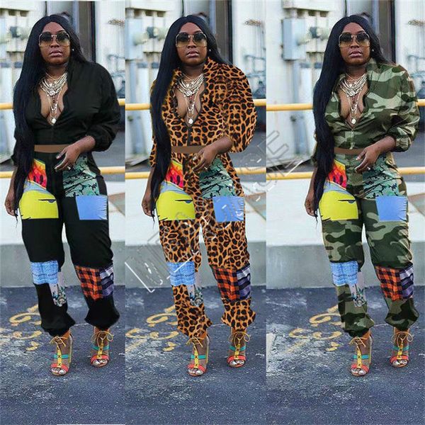 

женщины tracksuit конструкторы камуфляж leopard длинным рукавом молния куртки полупальто брюки леггинсы два piece set нижнее спортивный кост, White