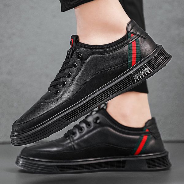 

men's casual shoes fashion four seasons men sneakers comfortable light zapatos hombre trend non-slip men loafers shoes sale, Black