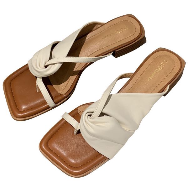 

2020 summer women's shoes and sandals thick heels and low heels cross match color flat shoes sandals in stock, Black