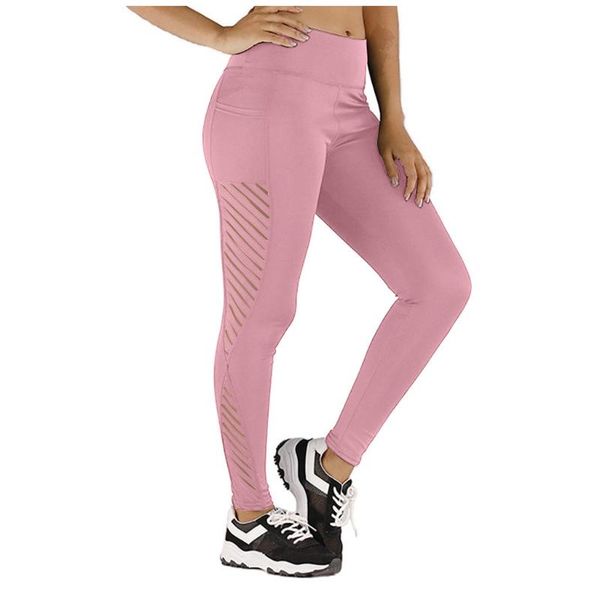 

sagace fashion ladies pocket splicing fitness yoga pants women's mesh stretch sports fitness running yoga trousers, White;red