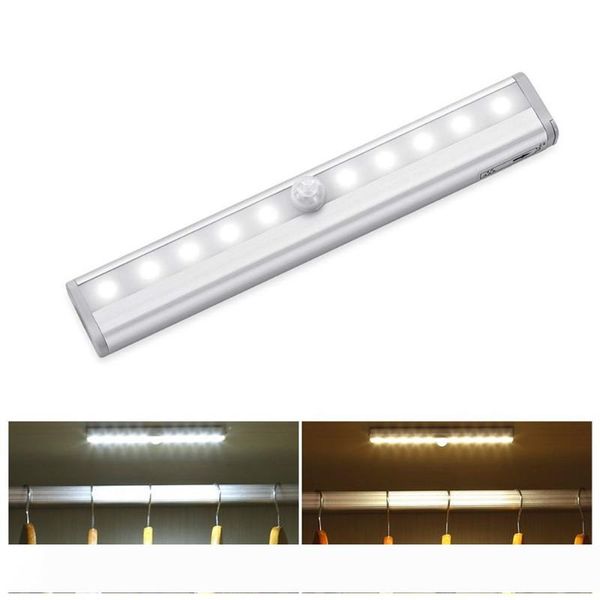 

sensor night light potable 10 led closet lights battery powered wireless cabinet ir infrared motion detector wall lamp