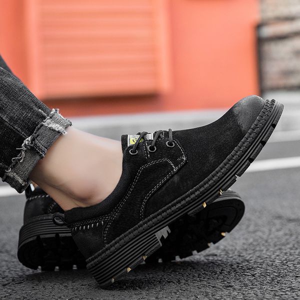 

man shoe mens flat boots loafers ankle male office brown causal sole for sneakers sports outdoor casual fashion shoes lather, Black
