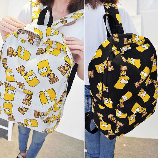 

simpson canvas backpack, cartoon print school backpacks for teenagers, girls shoulder bag, female backpack, women bags