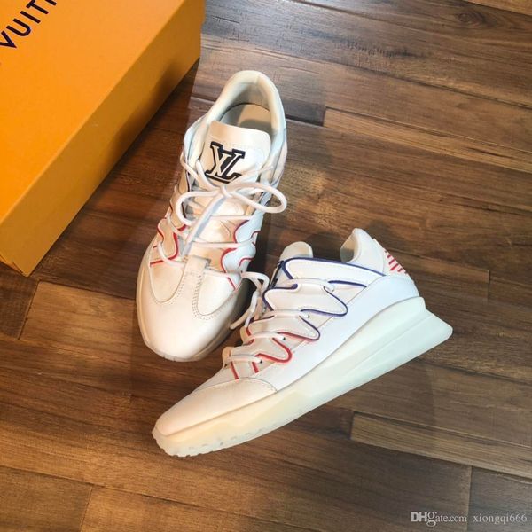 

men's designer shoes cloudbust thunder knit sneakers casual shoes white black leather mesh sneakers lace flat three retro, Red;white