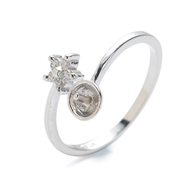 

pearl ring mount 925 стерлингового серебра циркон diy ювелирных изделий звёздочка кольцевых заготовок 5 шт, Slivery;crystal