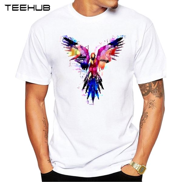 

new arrivals 2019 teehub cool design men's fashion flying bird art printed t-shirt short sleeve o-neck hipster tee