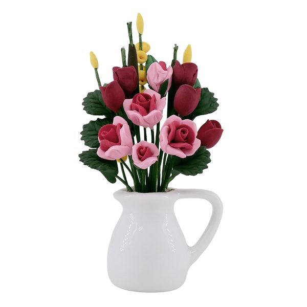 

1/12 dollhouse миниатюрный мини ручной цветок ж / vase модель номер таблицы украшение diy