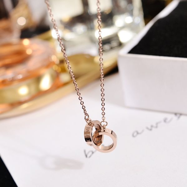

yun ruo rose gold color roman numerals torus pendant necklace woman 316 l titanium steel jewelry birthday gift not change color, Silver