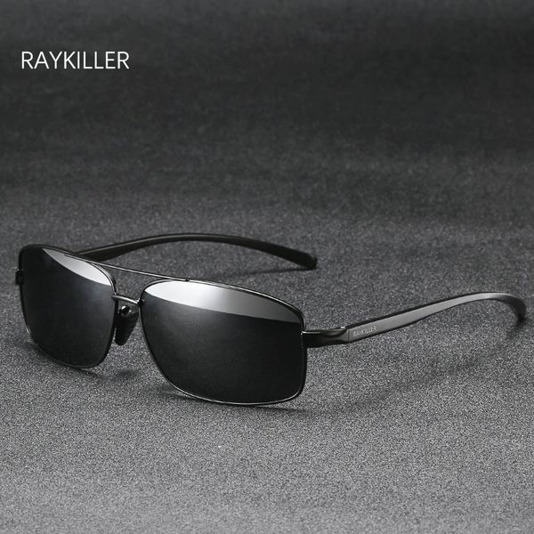 

raykiller rectangle mens polarized sunglasses aluminium fishing eyewear mirrored lens uv400 protection outdoor with case 5 color, White;black