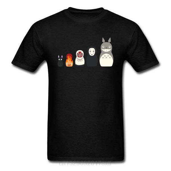 

doll friends t-shirt russian matryoshka t shirt men tshirt faceless totoro mononoke anime tees black clothing