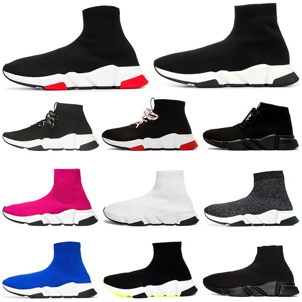 

2020 designer sock shoes speed trainer casual ankle boot triple black white glitter women men chaussures platform sports sneakers 36-45 d02
