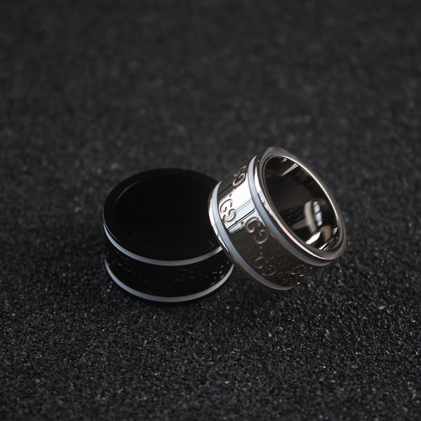 

black wide ring man women designer italy rose golden rings g letter carving ins fine charm jewelry, Silver