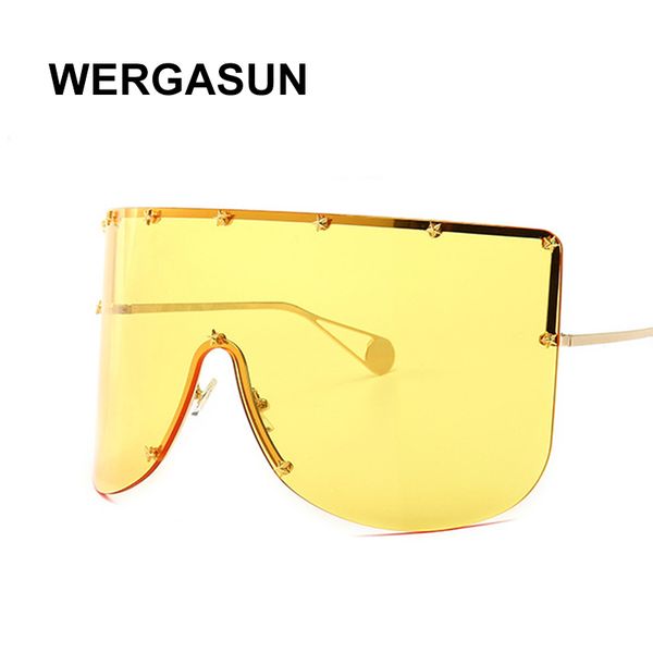 

wergasun oversized brand sunglasses women design fashion sunglasses men vintage sun glasses uv400 shades, White;black