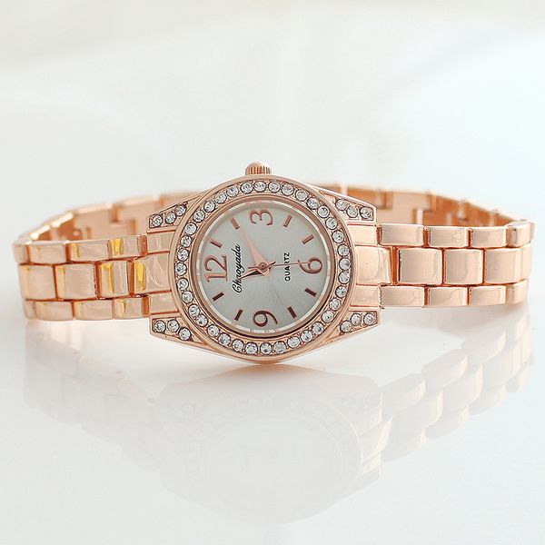

brand gold white fashion bracelet watch women multicolor fashion flower quartz wristwatch rhinestone casual watches, Slivery;brown