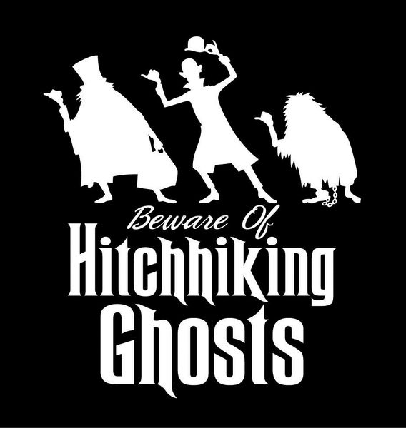 

haunted mansion beware of hitchhiking ghost t-shirt men's boy's t-shirt