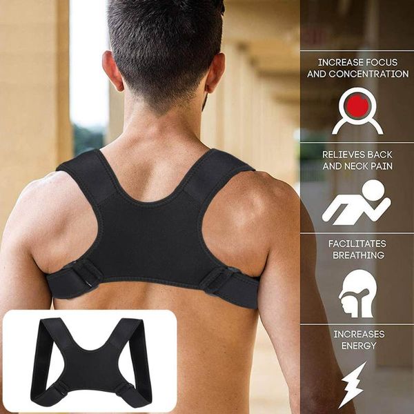 

children/posture corrector adjustable back fracture support clavicle back spine shoulder lumbar posture correction, Black;blue